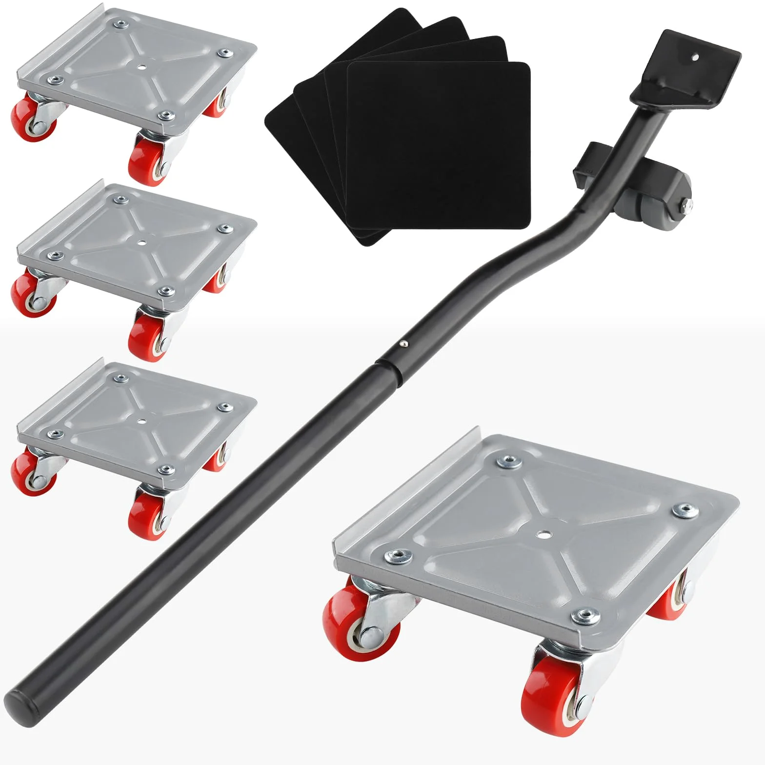roulettes pour Meubles Lourd,Leve Meuble avec 4 Roues Pivotantes à 360° pour Le Deplace Meubles Lourds Mobiles,Capacité de Charge de 600KG (Argent)