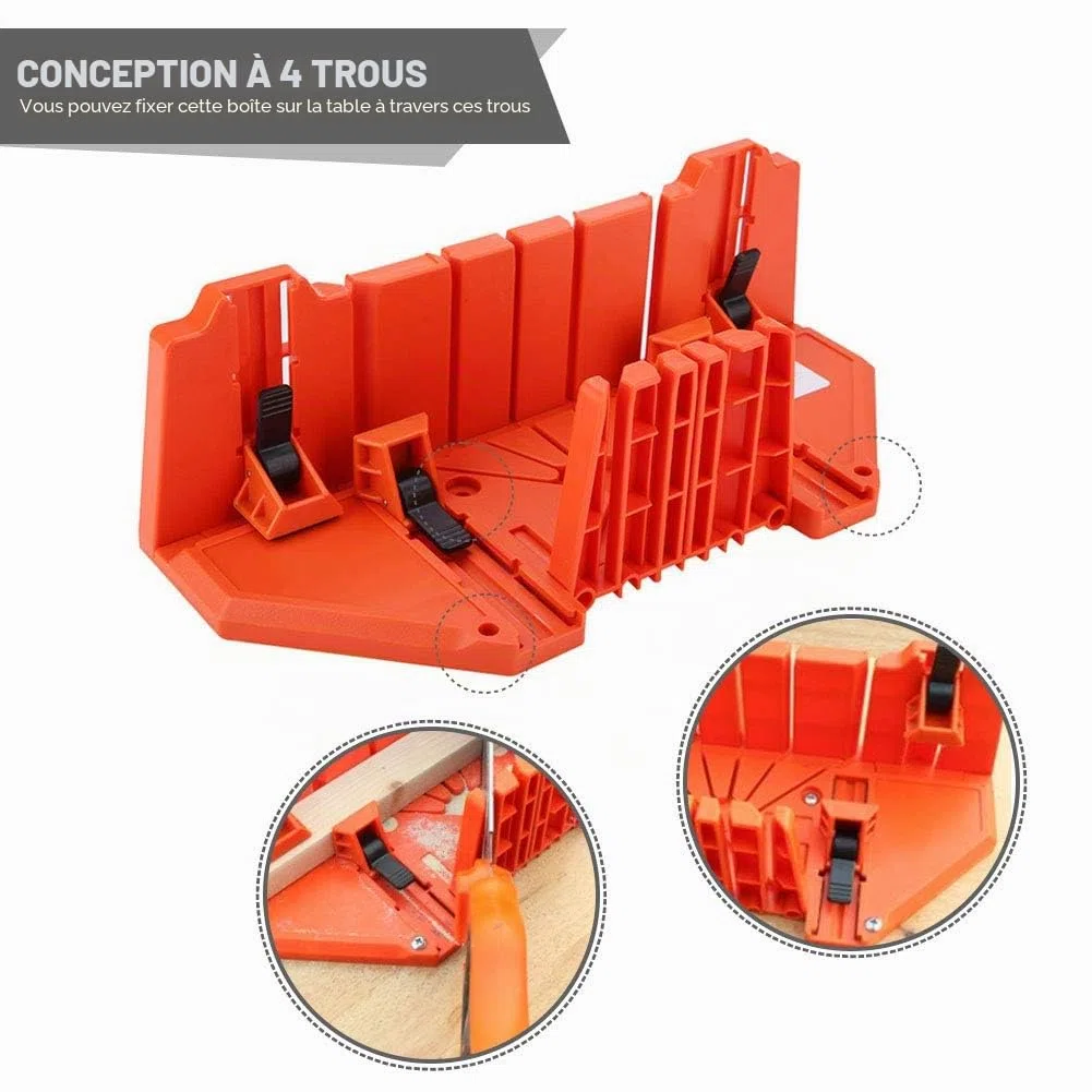 Boîte à Onglets en Plastique, Extensible en Largeur, ABS Haute Résistance, pour Scie à Onglet et Scie à Main
