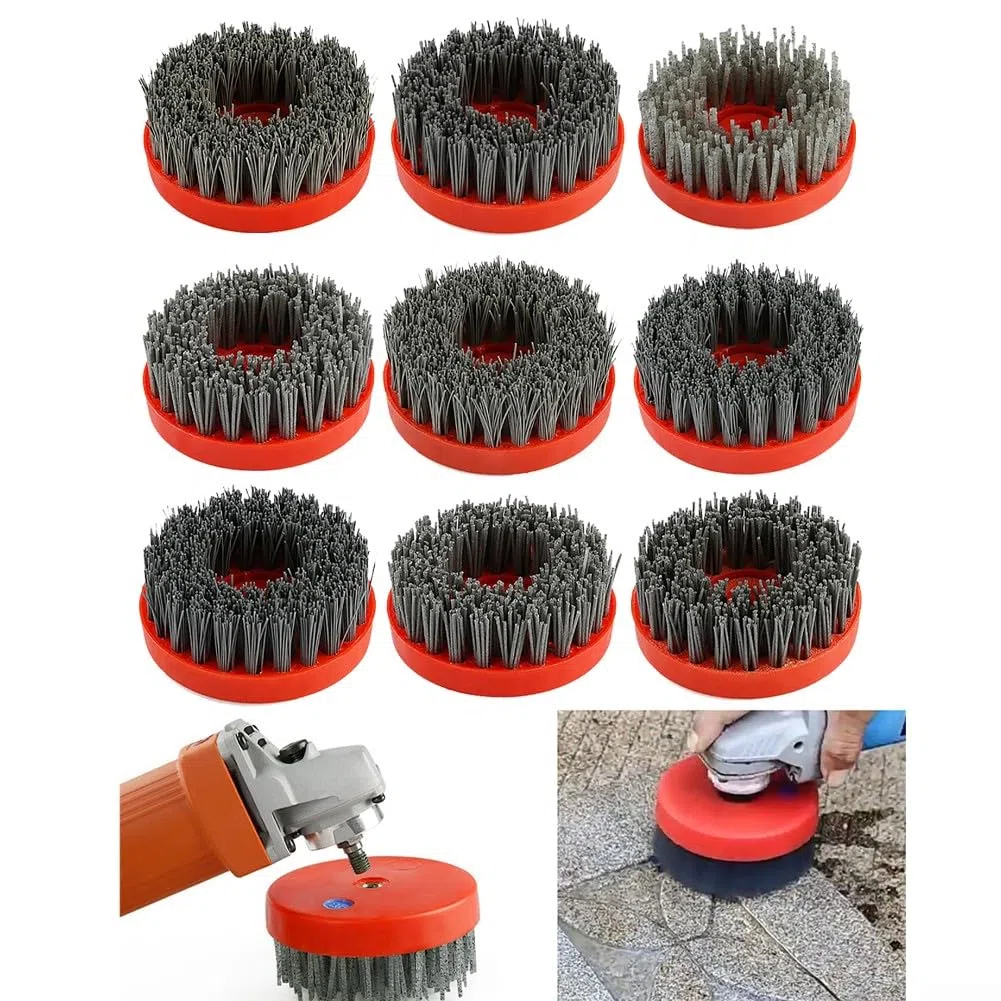 Brosse de nettoyage pour meuleuse d'angle de 10,2 cm, brosse abrasive circulaire, brosse antique pour pierre et granit M10, 320#