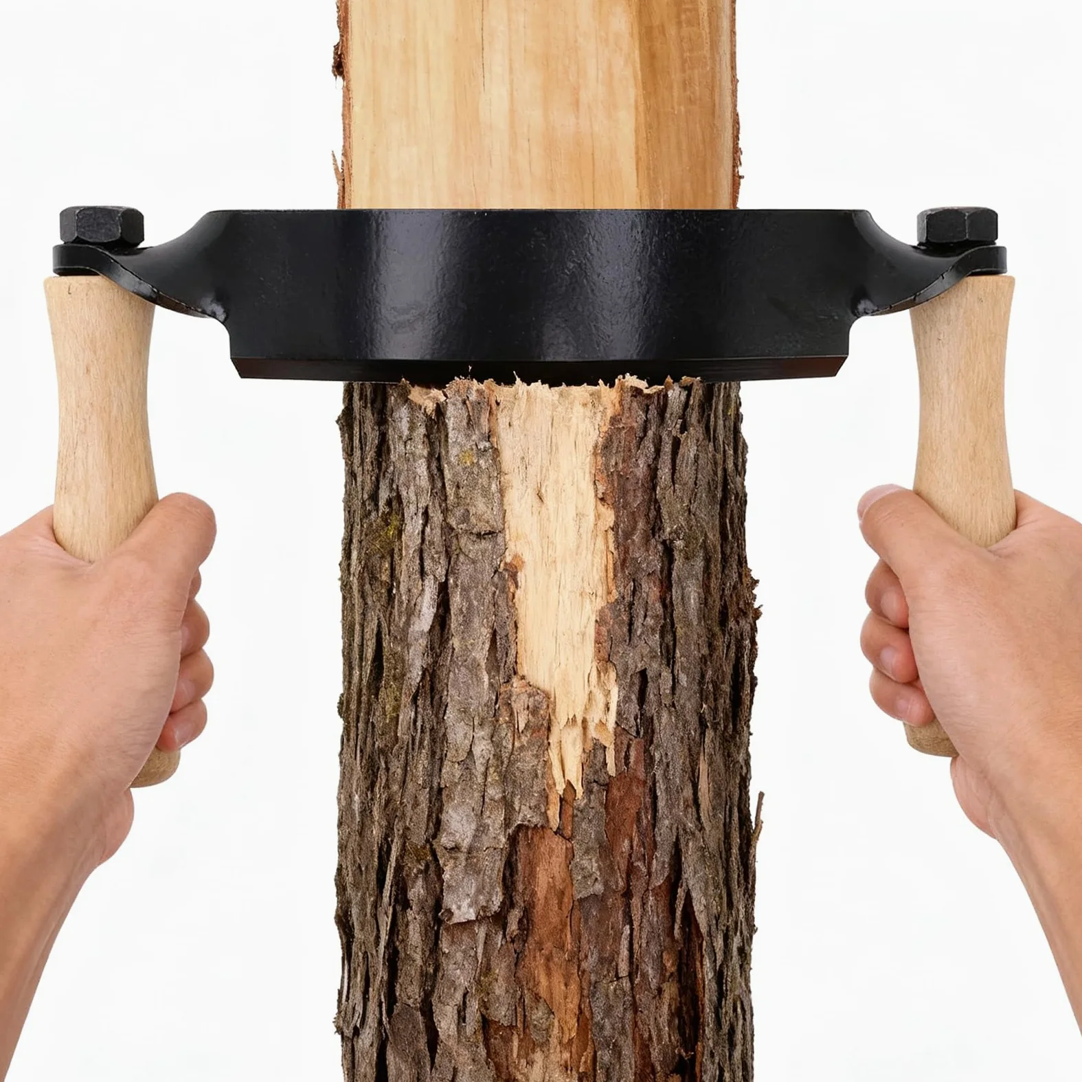 Couteau à écorce Lame En Acier Au Tungstène Manche En Bois éplucheur D'écorce de Rasag Couteau à Tirage Incurvé Pour Charpentiers En Bois Tourneurs (8 pouces)