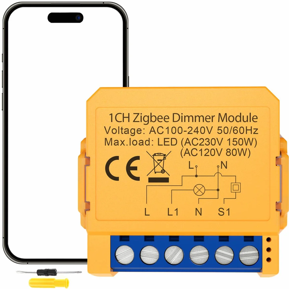 Module de variateur intelligent 150 W Module de variateur LED intelligent Zigbee 1 gang 2 voies WiFi intelligent Alexa compatibles avec les LED