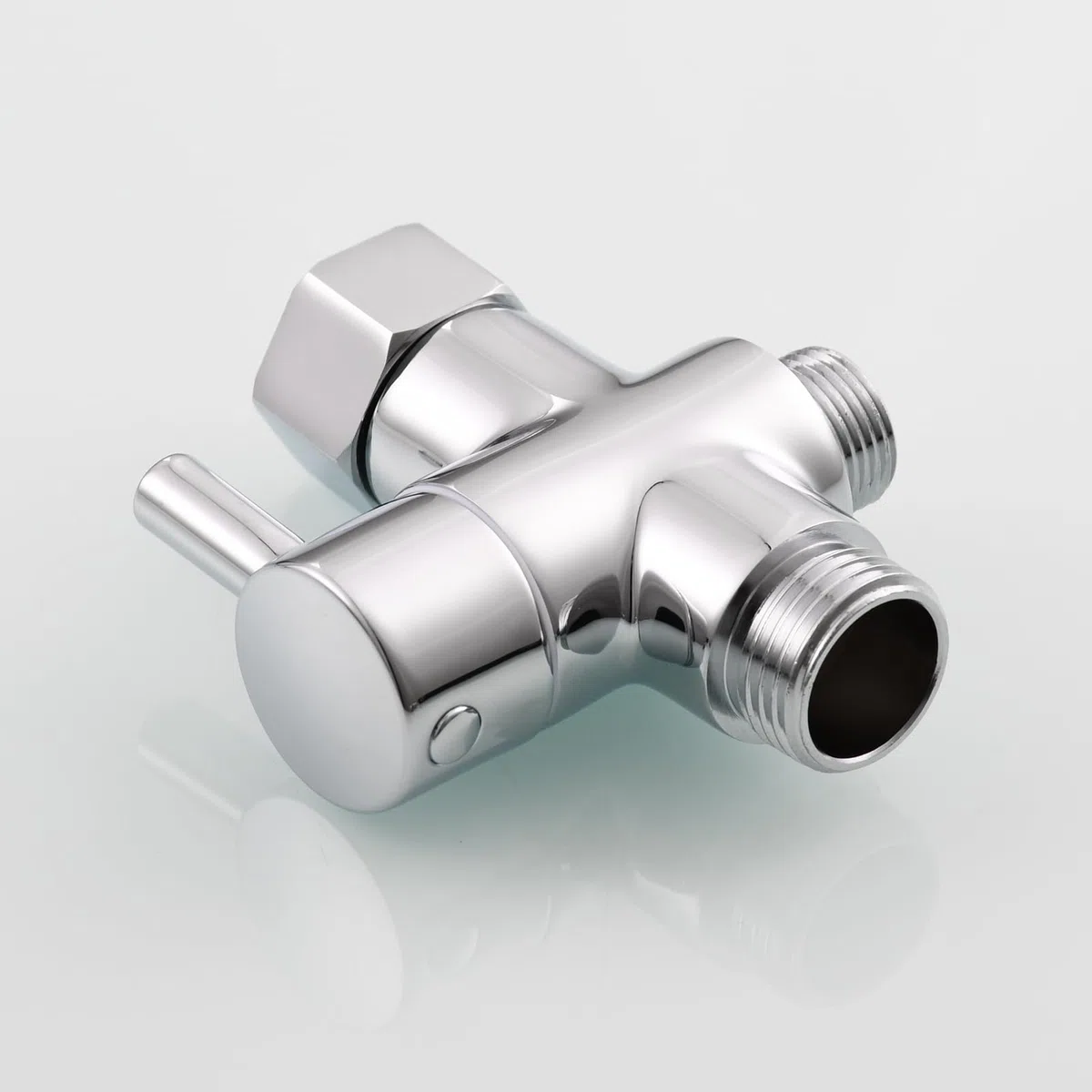 Tecmolog Robinet WC 3 Voies en Laiton Valve Inverseur de Douche 3/8" pour Toilette, Chromé, DSF007F