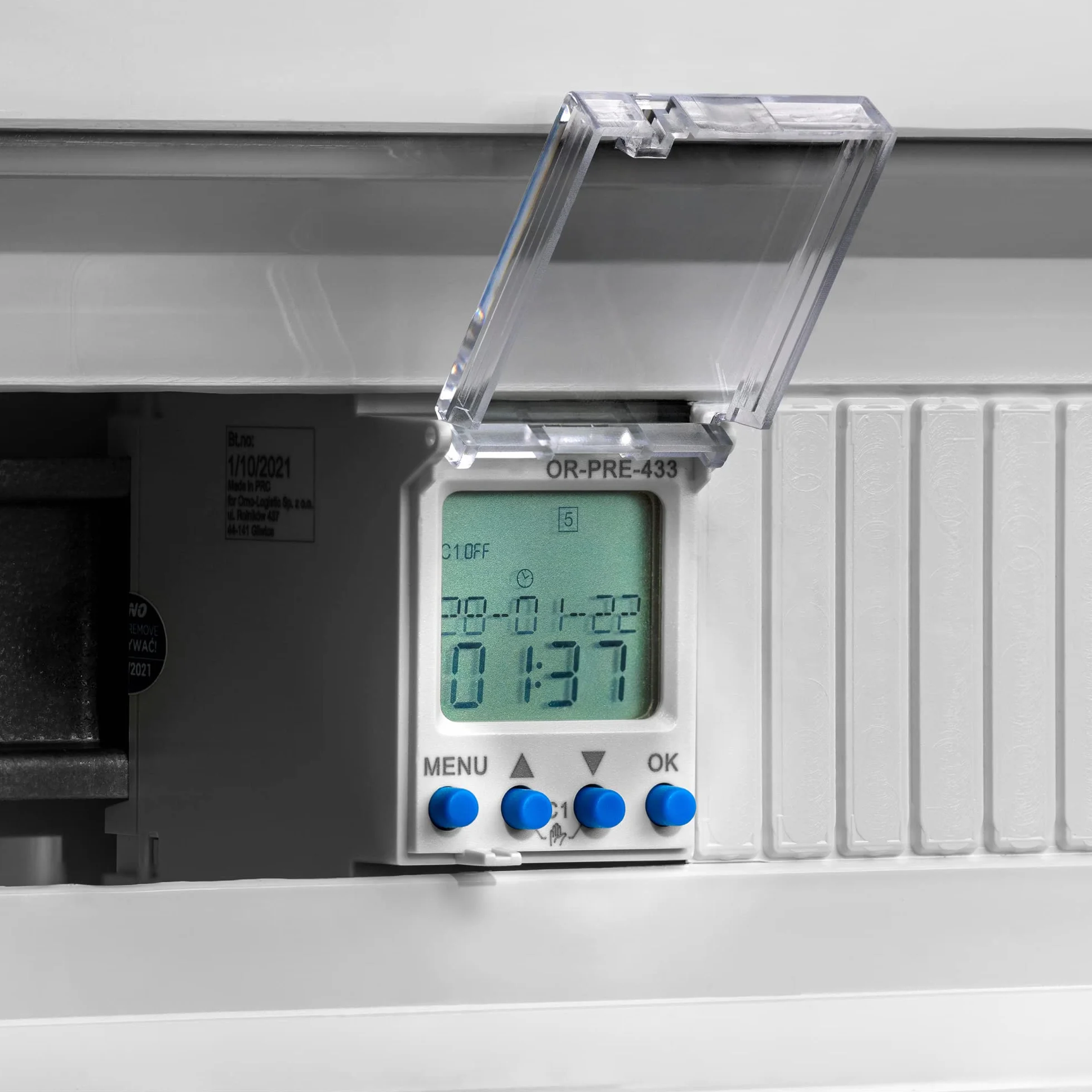 ORNO PRE-433 Minuterie Relais Temporisé Minuteur Numérique pour Montage sur Rail DIN Indicateur LED avec 52 Programmes Programmable