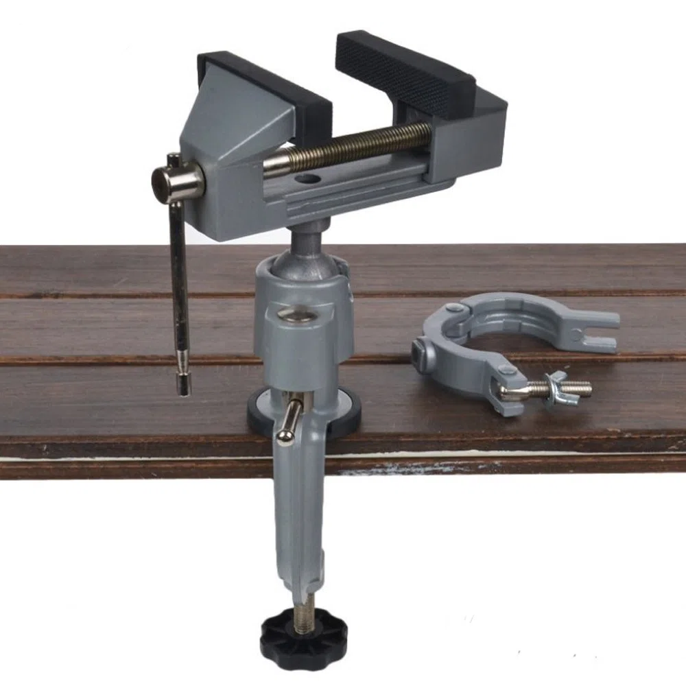 NUZAMAS Étau de table 2 en 1 en alliage d'aluminium pivotant à 360 degrés pour perceuse électrique, support d'outils