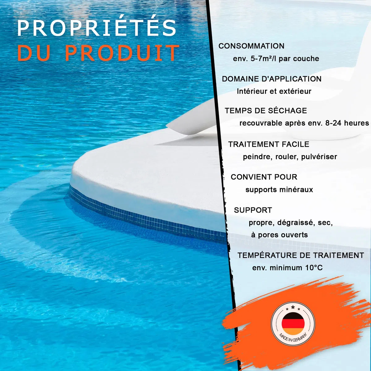 BEKATEQ LS-400 Peinture piscine 0,75 litres, Blanc pur I Peinture satinée pour piscine, étang & fontaine en béton, maçonnerie & crépi I Revêtement en caoutchouc chloré imperméable et étanche