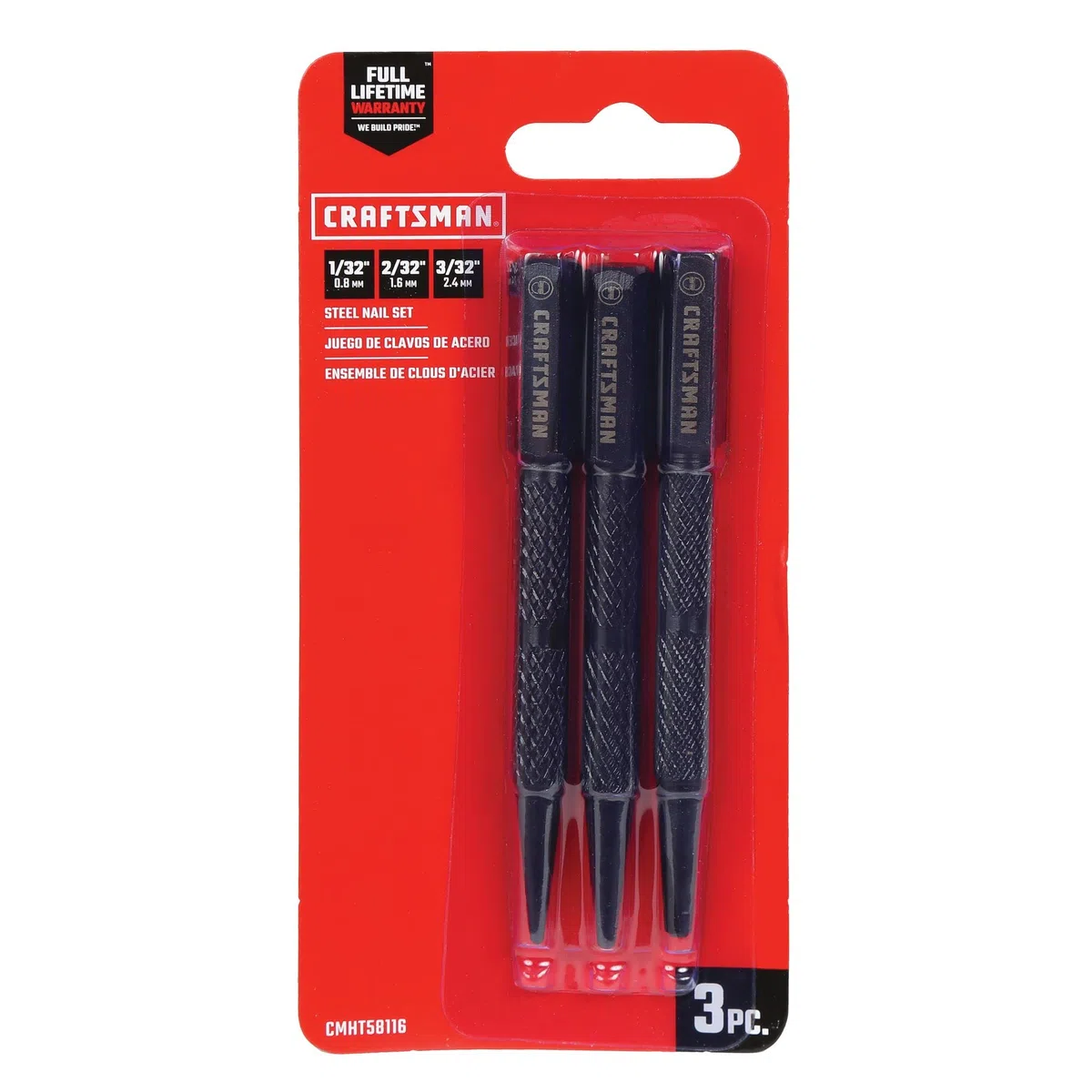 CRAFTSMAN Lot de 3 clous en acier (CMHT58116)