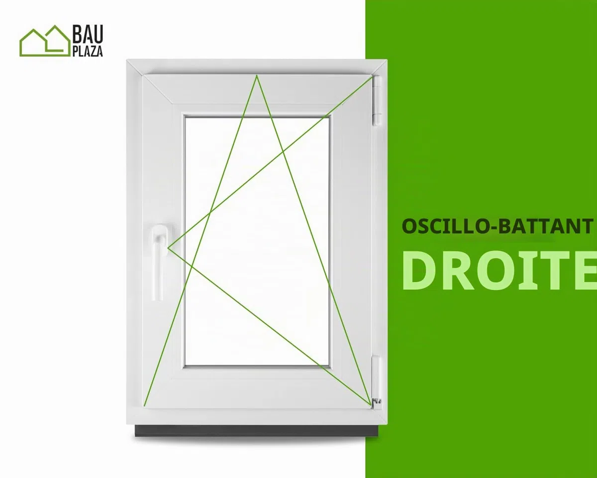 Fenêtre en PVC blanc double vitrage 4/24/4 LxH 40 x 55 cm d'ouverture Droite Toutes les tailles 400 x 550 mm Oscillo-battant 1 vantail - BauPlaza