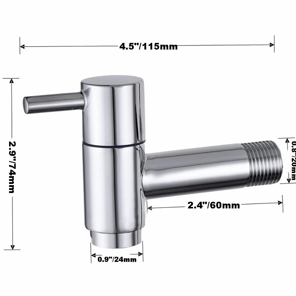 Robinet mural en laiton chromé pour jardin, balcon, lavabo, eau froide, salle de bain, buanderie