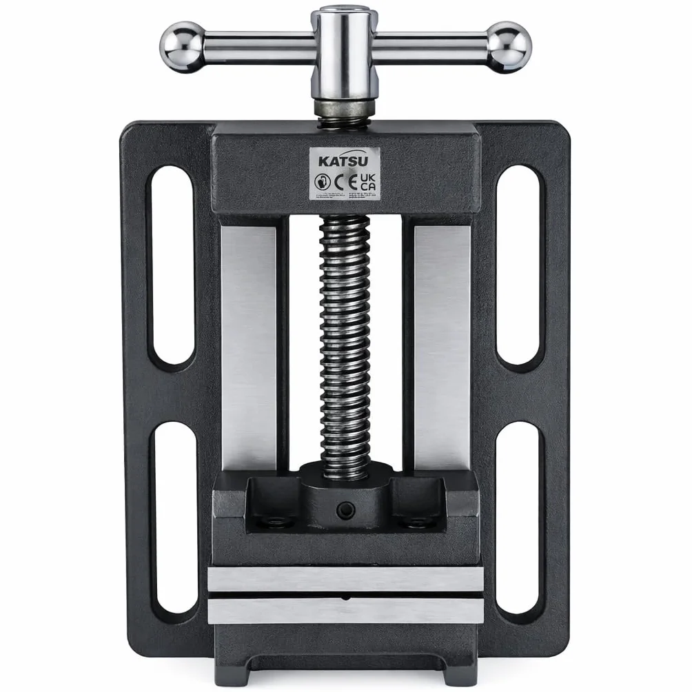 KATSU Étau de perceuse à colonne 4" (100 mm) avec barre de guidage, pince de banc de perçage à pilier de qualité professionnelle pour ateliers et fraiseuses 4022704