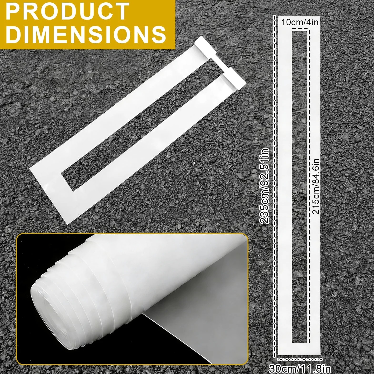 Modèle de place de stationnement, 4 x 88 pouces de lignes de stationnement, Modèle de fil pliable réutilisable, Marquage de place de stationnement de peinture de béton asphalté
