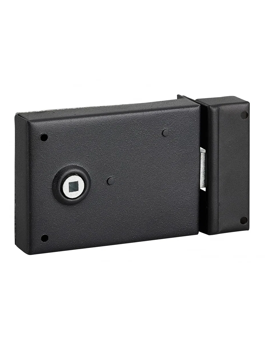 THIRARD - Serrure Horizontale En Applique à Fouillot - Pour Porte Intérieure - Réversible - Pêne 1/2 Tour - Axe 85 mm - Carré 6 mm - 110 x 80 mm - Noir