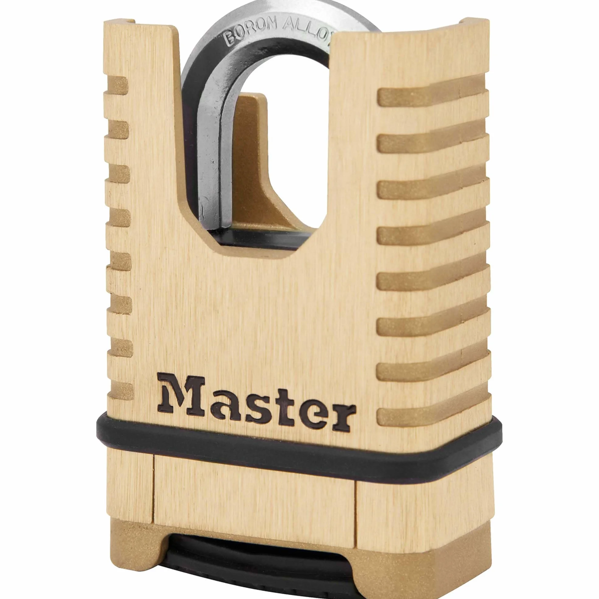 MASTER LOCK Cadenas en Laiton Massif Haute Sécurité [Anse Protégée][À Combinaison] M1177EURD - Anti-Rouille, Ultra Résistant et Imperméable