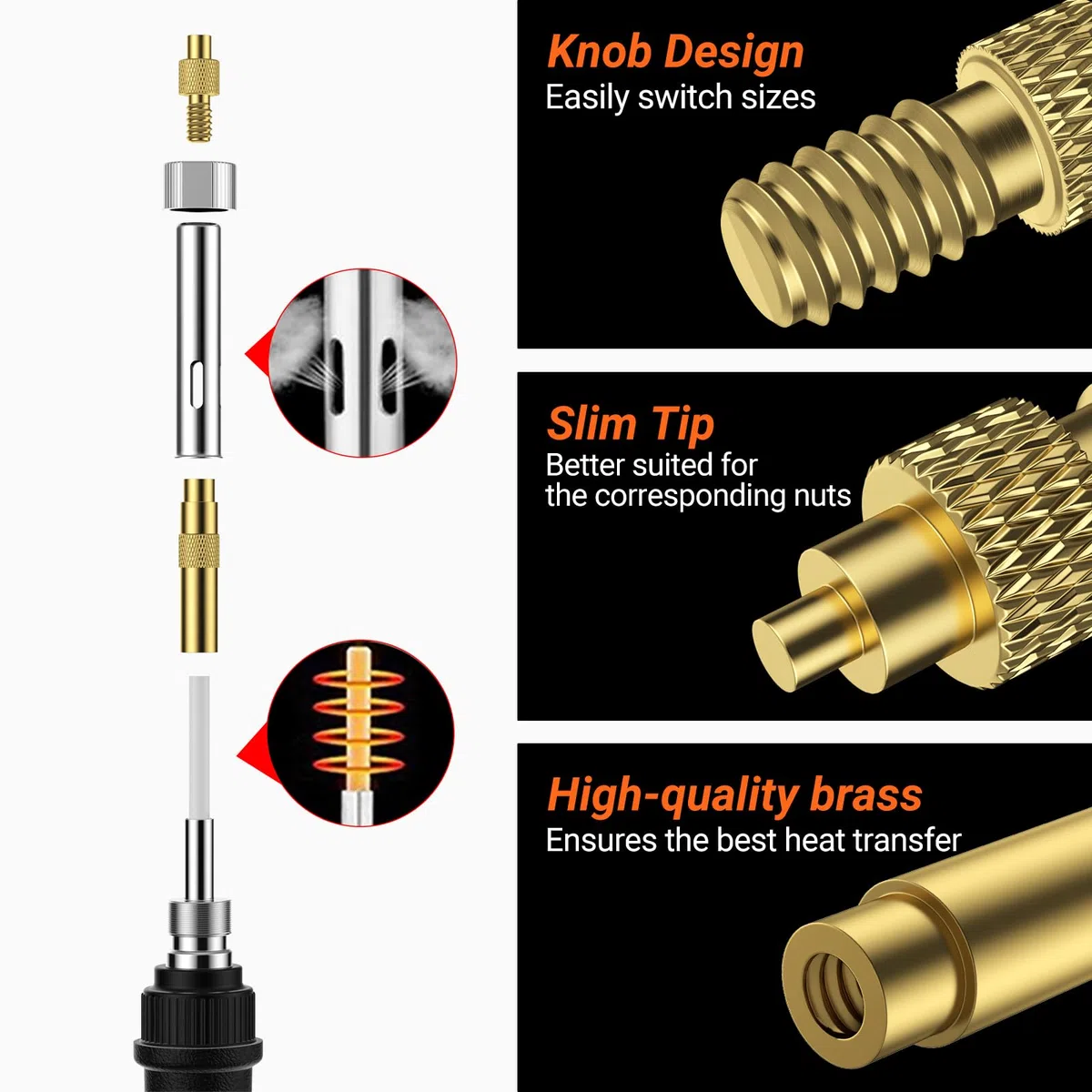 Insert Fileté, Preciva Jeux d'embouts à Souder Pour Inserts Taraudés, 130 Pièces Inserts Taraudés M2/M3/M4/M5/M6/M8, Fer à Souder pour Insert,Pour Composants d'Impression 3D et Pièces en Plastique