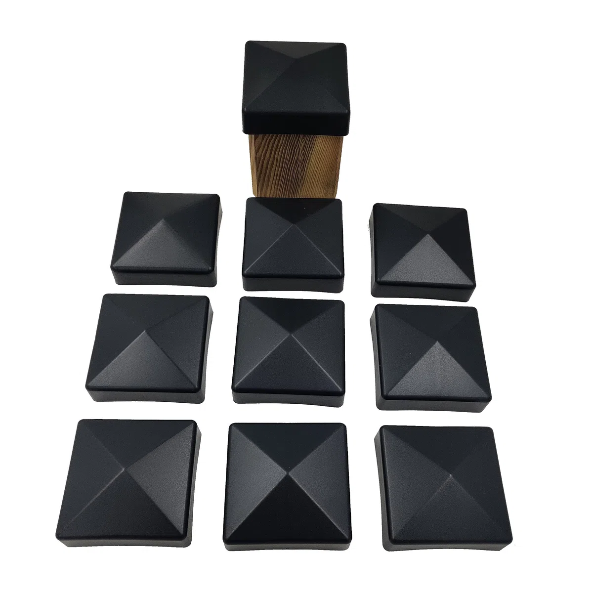 Lot de 10 capuchons de clôture de 90 mm - En pyramide - Anthracite - Pour poteaux de 9 x 9 cm (stabilisé aux UV/fabriqués en Allemagne)