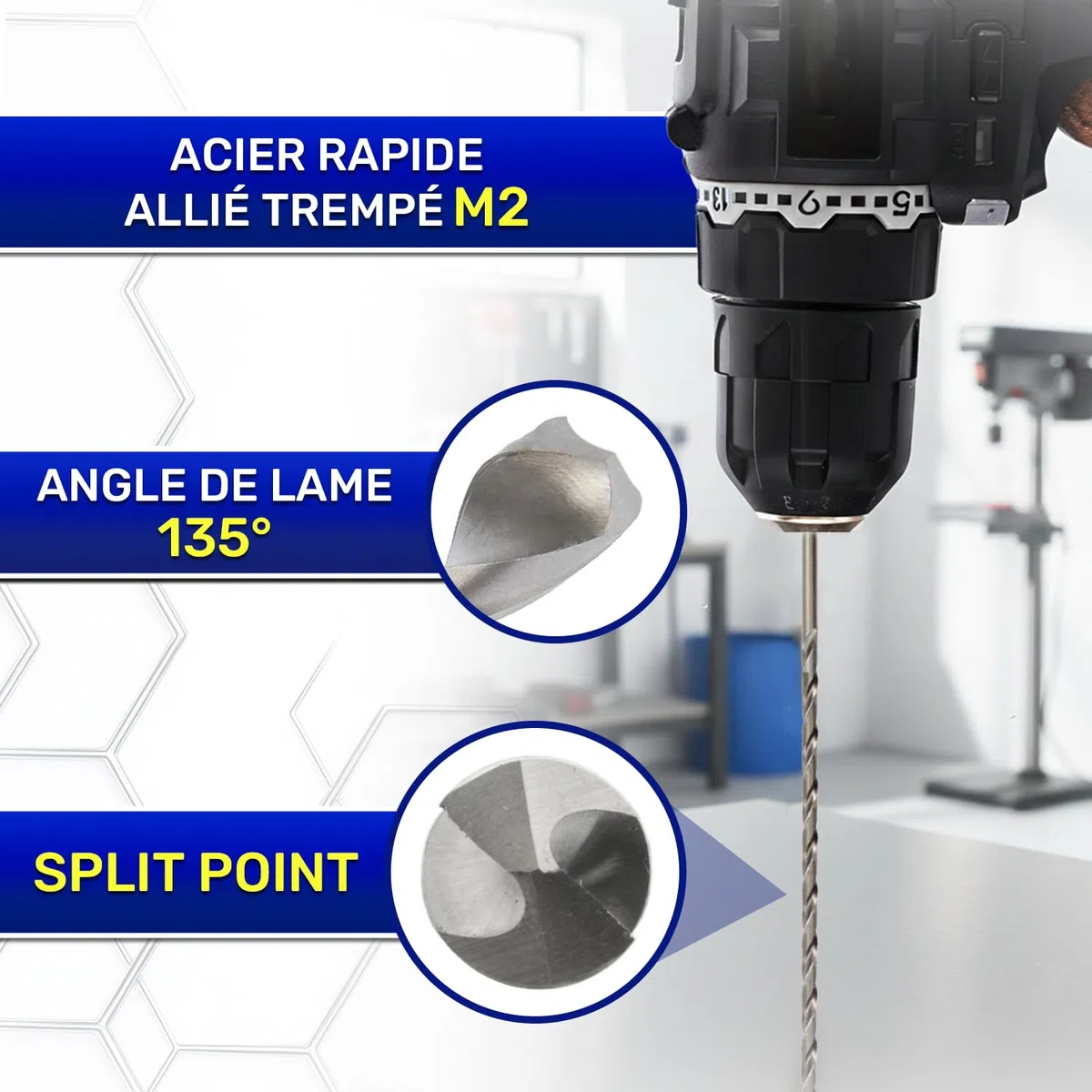 HSS Foret Metal Long Ø 12mm 295mm Fabriqué en Acier Allié Trempé M2 - Meche Metal Utilisé pour Fer l’Acier Métaux Non Ferreux - MONTERAL