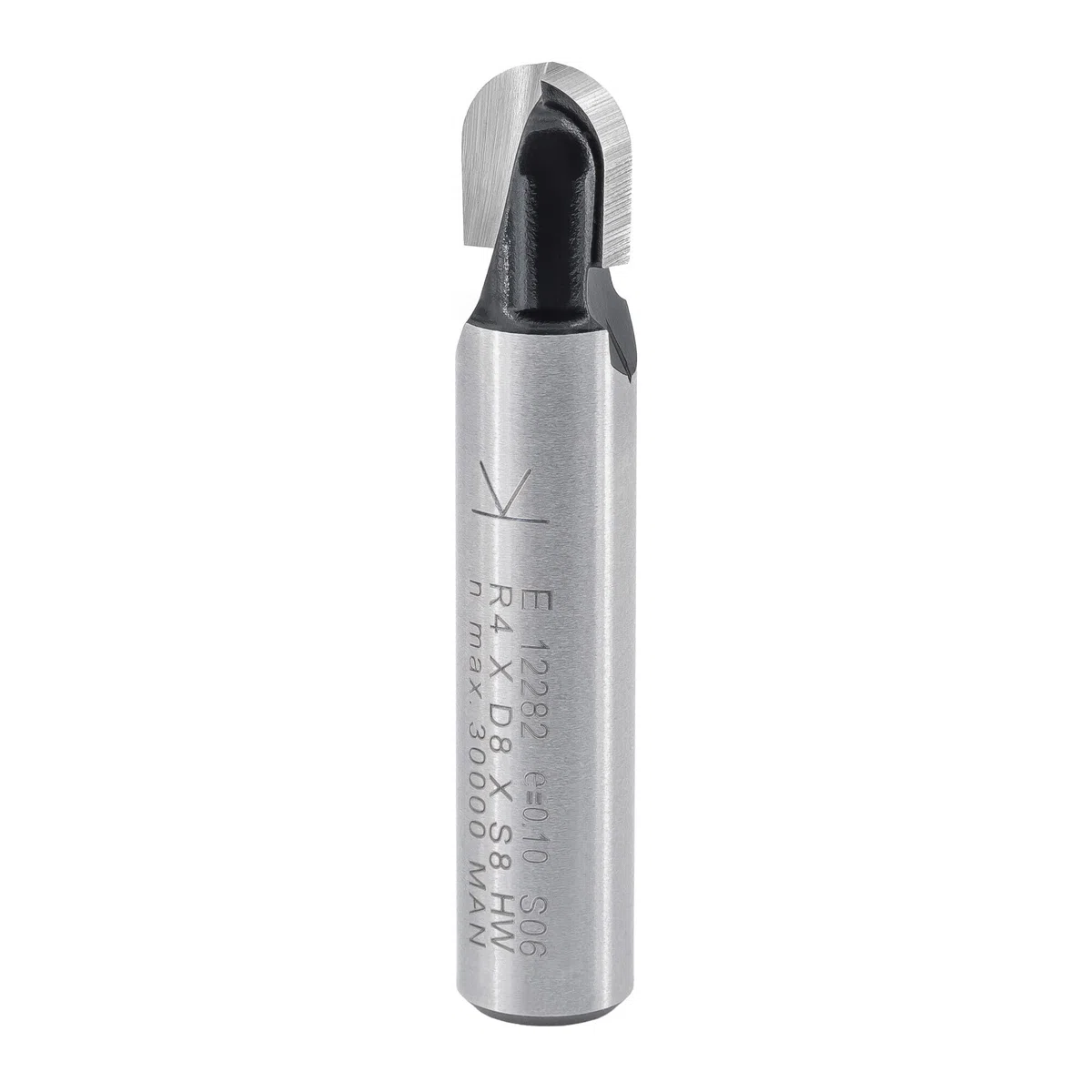 ENT 12282 Fraise à Chanfreiner, Queue (S) 8 mm, Rayon (R) 4 mm, Diamètre (D) 8 mm, NL 8 mm, SL 32 mm, Carbure, travail du bois, Défonceuse