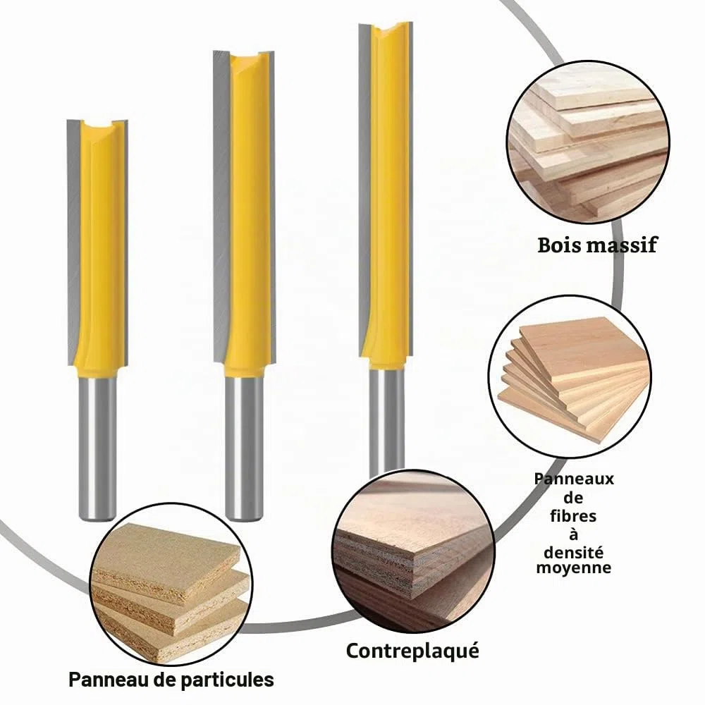 ASNOMY 5Pcs 8mm Flush Trim Router Bits Extra Long Mèches Carbide Router Bits à Bois Fraise à Menuiserie - Pour bois, longueur de coupe extra longue : 30 mm, 40 mm, 50 mm, 63 mm, 76 mm