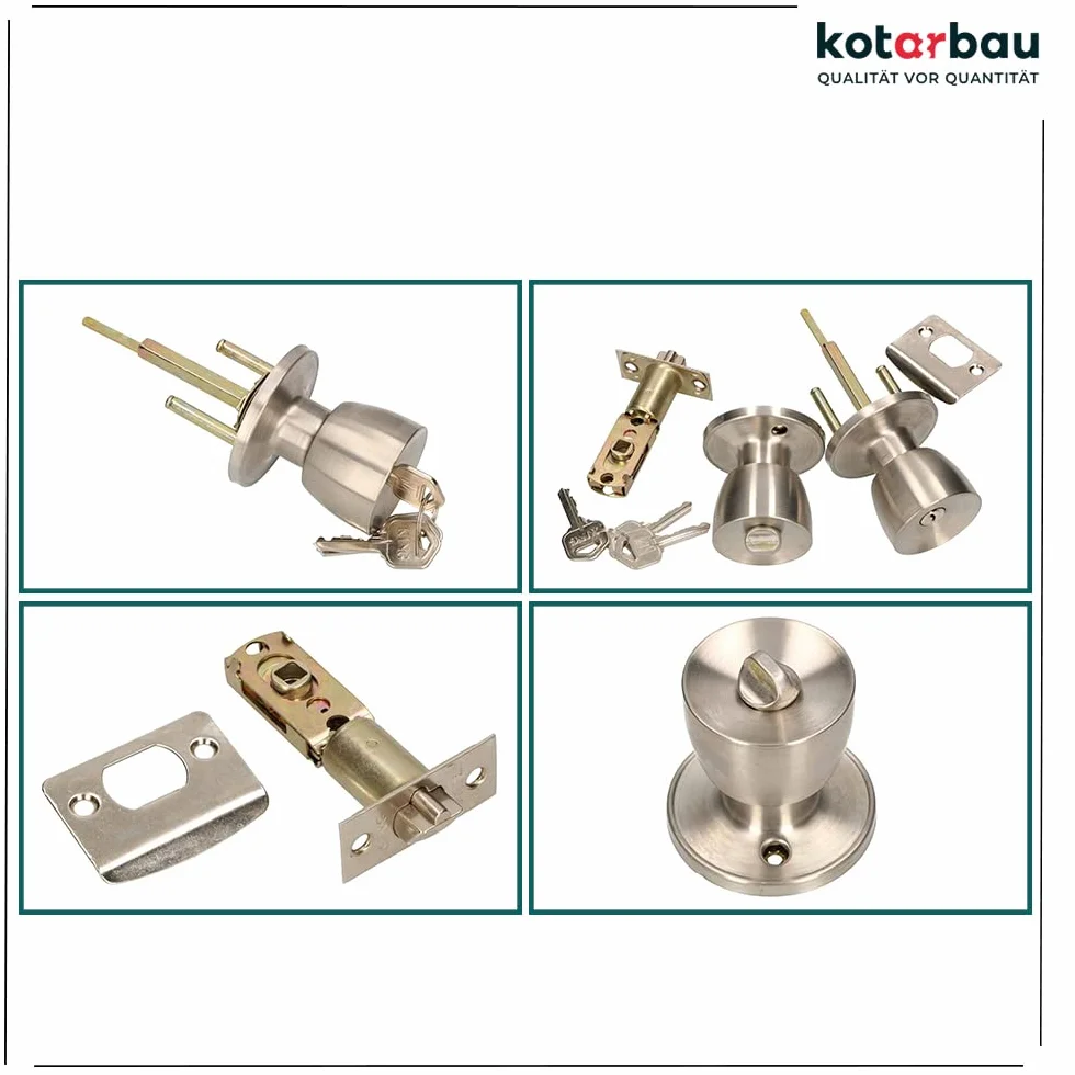 KOTARBAU Bouton de porte avec serrure - En métal - Rond - Avec 3 clés - Rosace à encastrer (satiné)