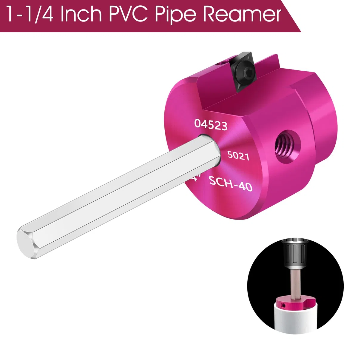 Alésoir de tuyau en PVC avec tête de 3,8 cm, économiseur de douille avec tige hexagonale de 1,9 cm, outil d'alésoir de raccord de tuyau en plastique ABS pour plomberie SCH.40 CPVC ABS