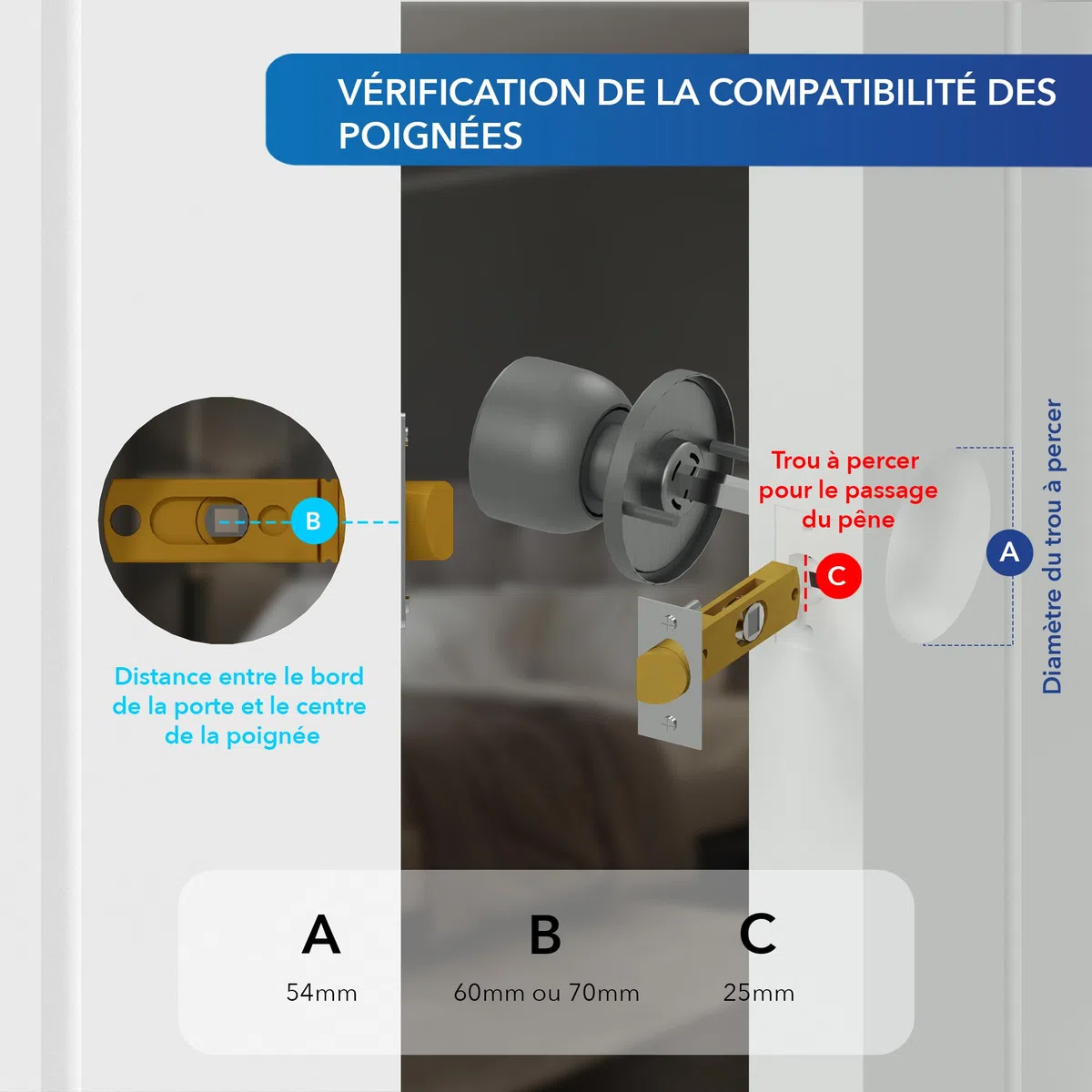 XFORT Tulip Privacy Knob – Poignée à Condamnation pour Portes Intérieures en Bois – Bouton Poignée de Porte pour Salle de bain, WC et Toilettes – Finition Chrome Satiné – Kit Complet
