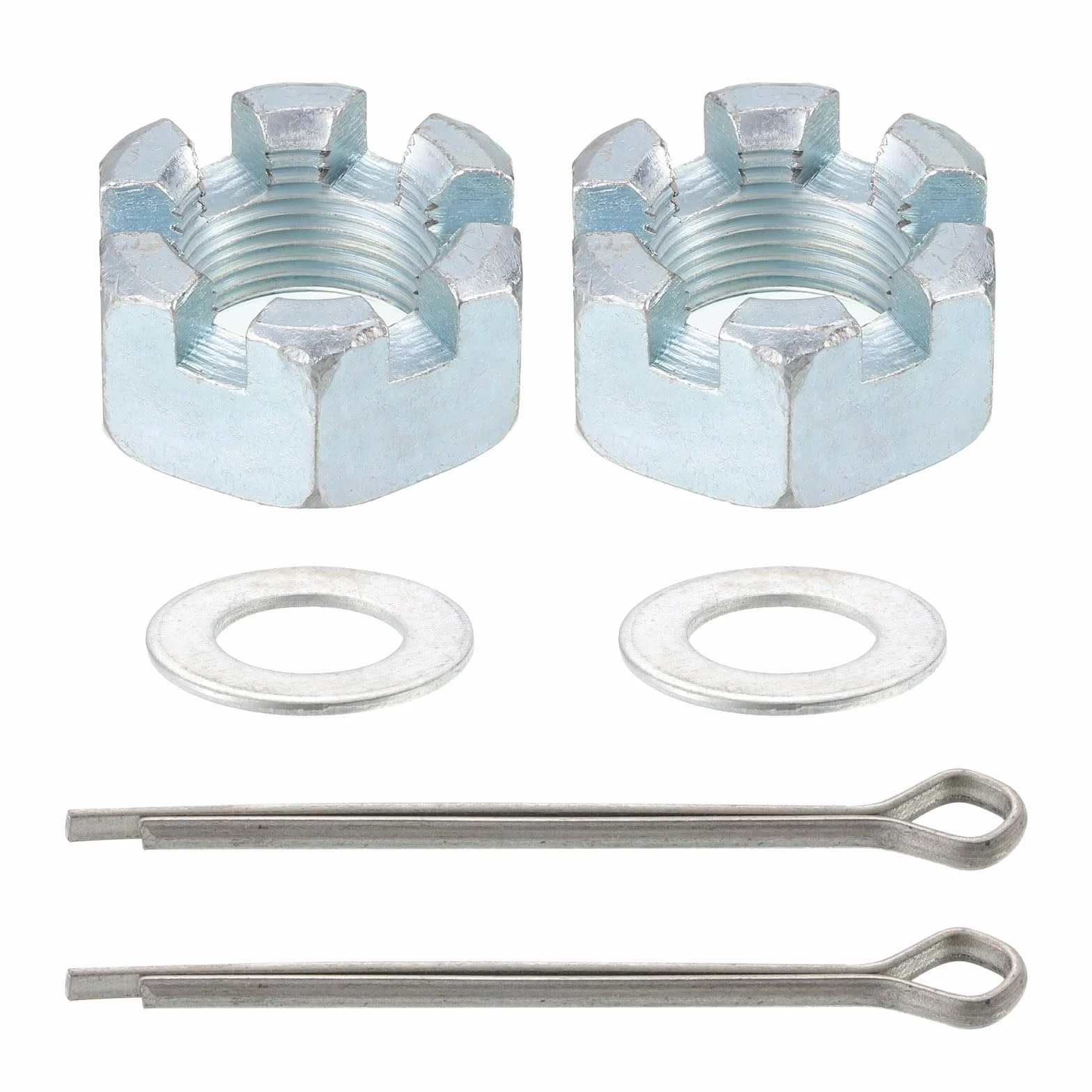 uxcell Lot de 2 écrous de remorque, écrous hexagonaux en acier au carbone de 2,5 cm à 14, rondelle de 4,4 cm et goupille fendue de 5,2 cm pour axe, arbre