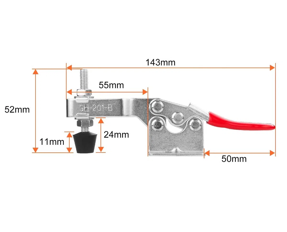 Pince à Genouillère, GH-201-B dispositif de serrage à genouillère sont en acier carbone galvanisé à, capacité de maintien environ 90 kg, antidérapant, desserrage rapide, robuste