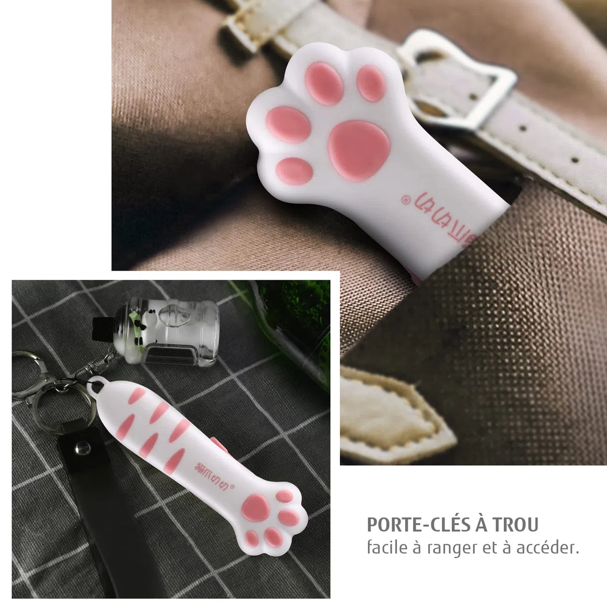 hecef Set de 3 couteaux utilitaires, cutter rétractable avec lame en acier allemand et manche en patte de chat, set de couteaux multifonctions en rosa