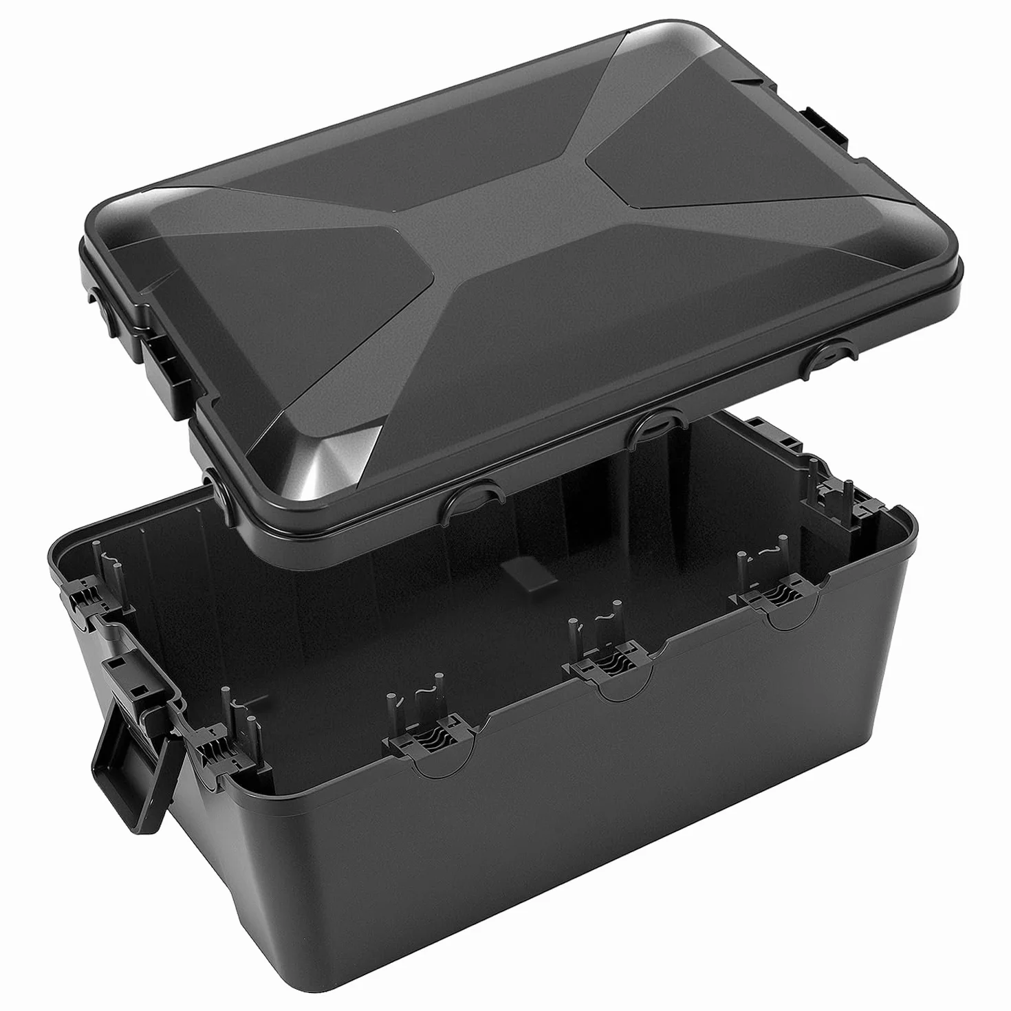 QWORK® Grande boîte de câbles extérieure étanche IP54-32x21x13cm avec 7 entrées/sorties de câbles - Boîte de sécurité résistante aux intempéries pour protection des prises extérieures