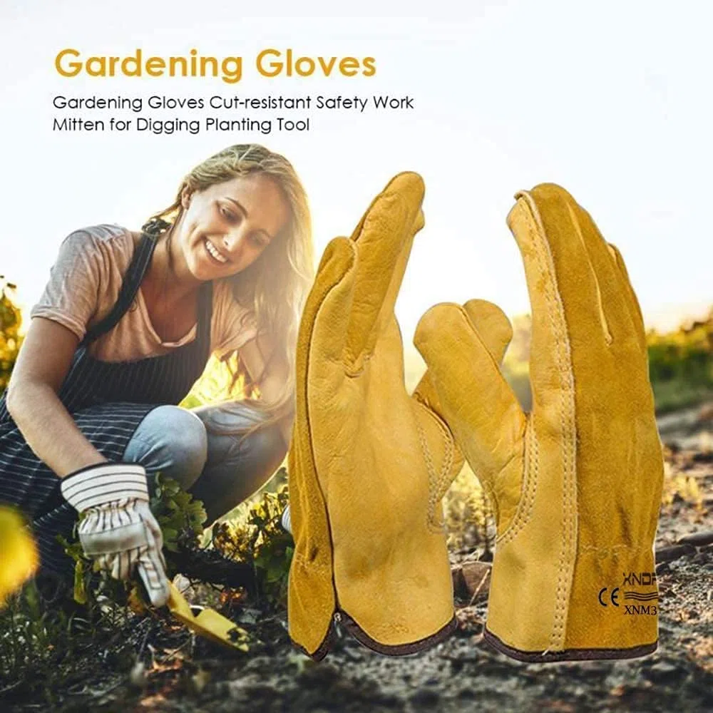 Lot de 2 paires de gants de jardinage pour homme et femme, résistants aux épines, flexibles, respirants et de sécurité pour jardin, cour, mécanicien, soudure (taille M)