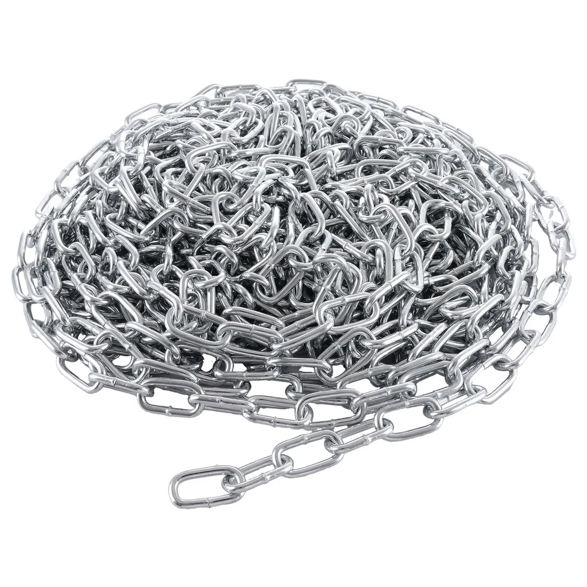 JMIATRY Chaîne en acier inoxydable 304 de 15 m de long, maillons de chaîne robustes de 4 mm, chaînes à maillons soudés en acier galvanisé pour portail de clôture, portes de garage, chaînes balançoires
