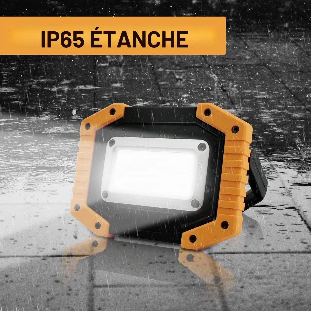 Lot de 2 projecteurs de chantier LED 30 W rechargeables super lumineux 3 modes d'éclairage Lampe de travail étanche COB USB Lampe de camping pour garage, extérieur, camping, urgence, chantiers de