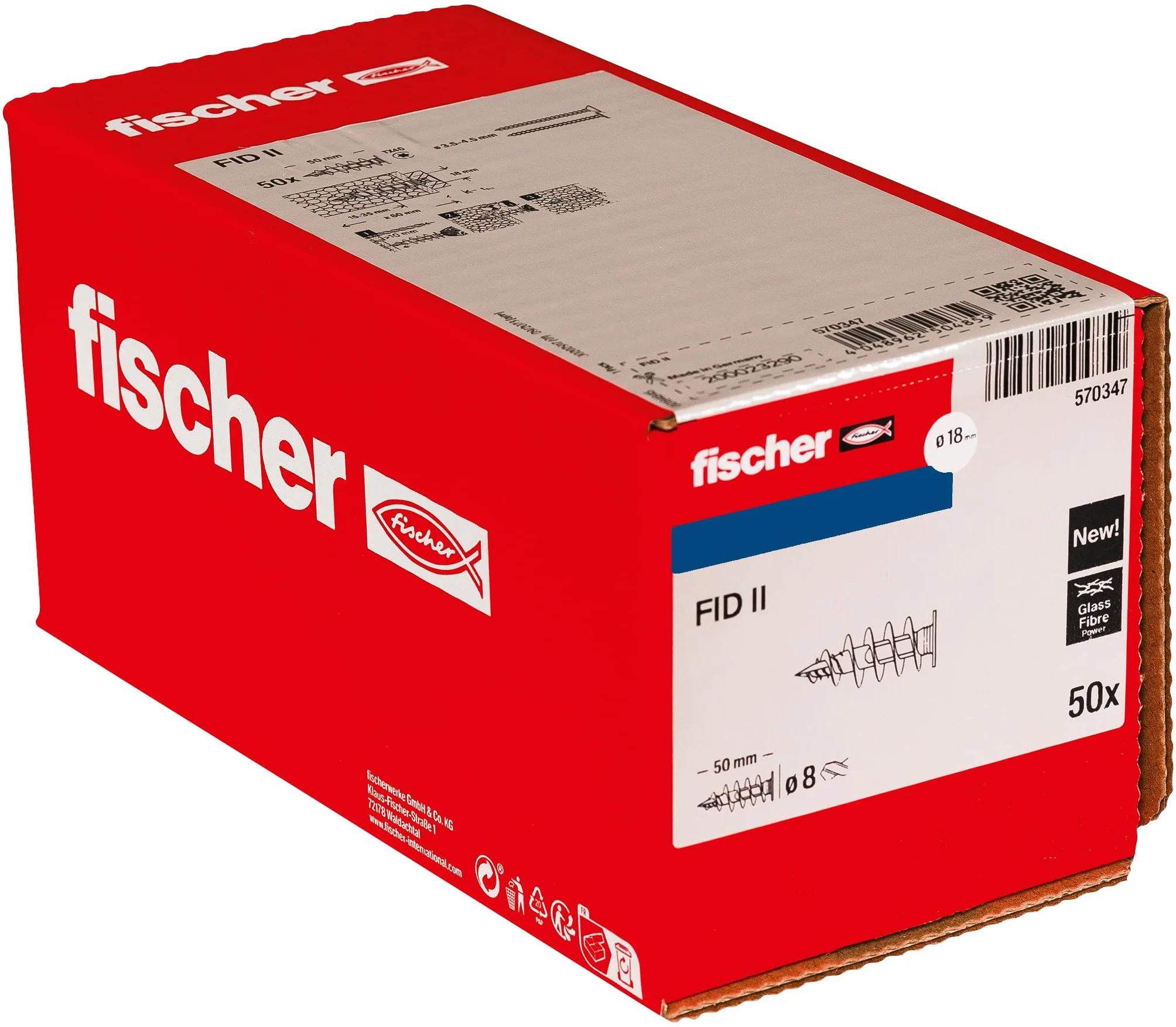Fischer - Cheville Nylon FID II - Fixation dans Panneaux d'isolant PSE et PU/Boîte de 50