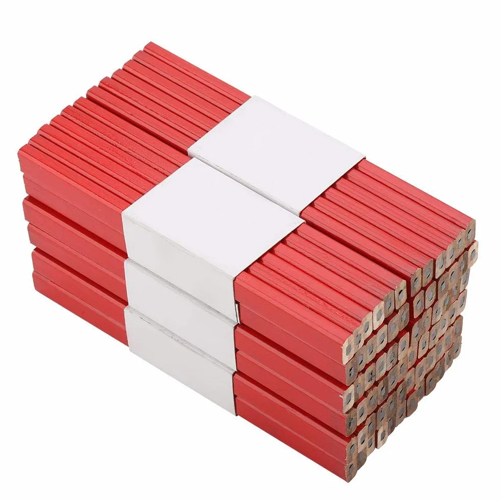GOTOTOP Lot de 72 Crayons de Charpentier Octogonaux en Bois, Crayon de Chantier Crayon Menuisier Outil de Charpentier 175 mm, Mine Noire