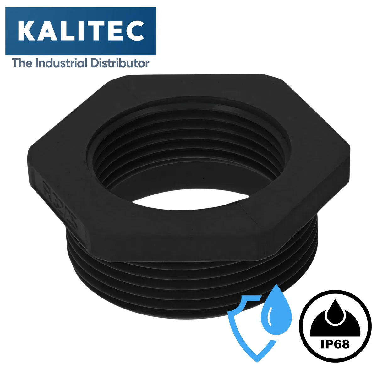 Kalitec G6322510 Lot de 5 réducteurs M32/M25 en plastique noir I Réducteur presse-étoupe hexagonal I Filetage intérieur M25 I Filetage extérieur M32 I IP68