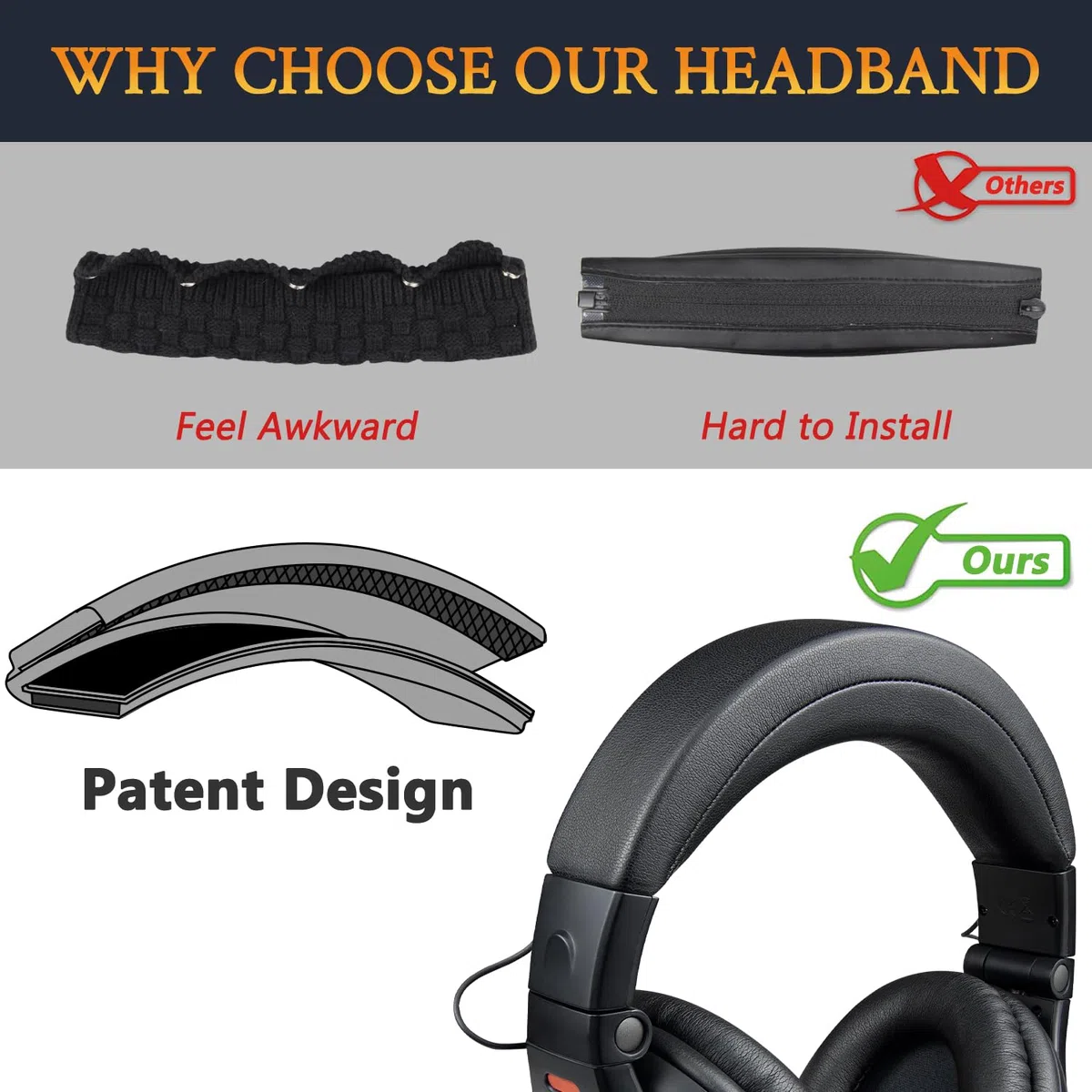 SOULWIT Bandeau Couverture pour Shure SRH440 (Ancienne Version) Professionnel Studio Casque, Pièce de Rechange pour Headband