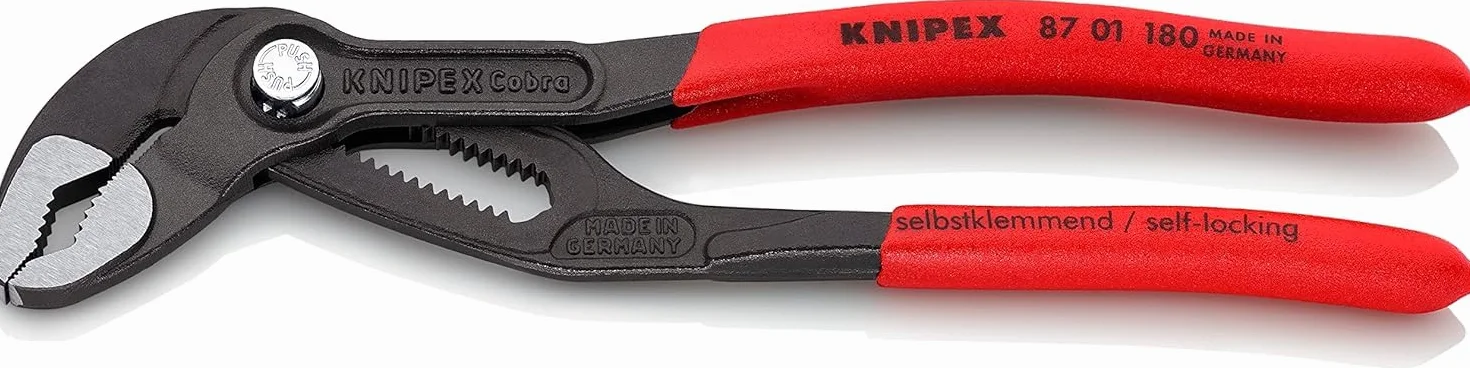 Knipex Cobra Pince multiprise de pointe gaines PVC anti-dérapantes 180 mm, 87 01 180
