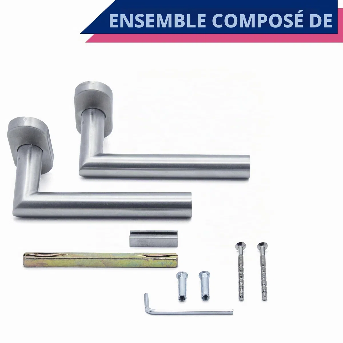 APECS Poignée de porte ovale en acier inoxydable pour porte d’entrée et portes intérieures, modèle L H-0904