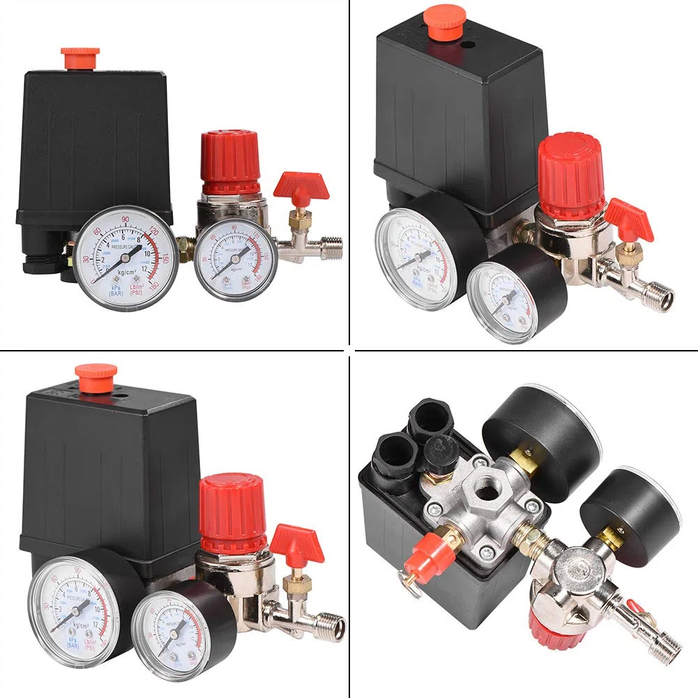 Artillery Commande de Compresseur D'air, Régulateur commutateur de Pression pour Pressostat Compresseur d'air de Petite Taille avec Manomètres pour une Décompression Rapide