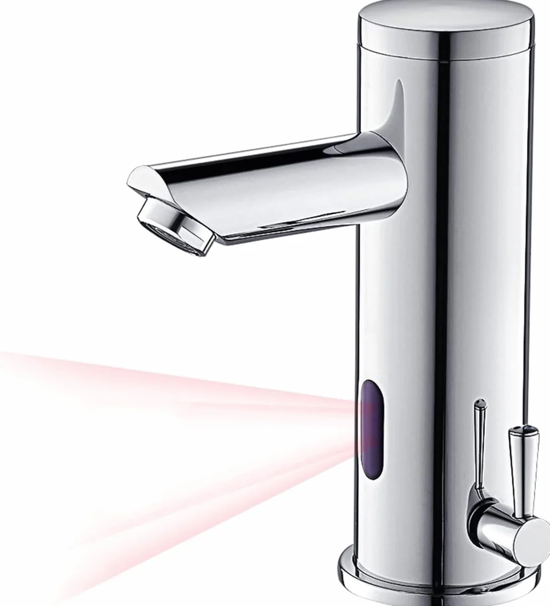 Auralum Robinet Infrarouge Electronique Eau Froide et Chaude Mitigeur Automatique Laiton Chrome Robinet Automatique de Lavabo pour Salle de Bain