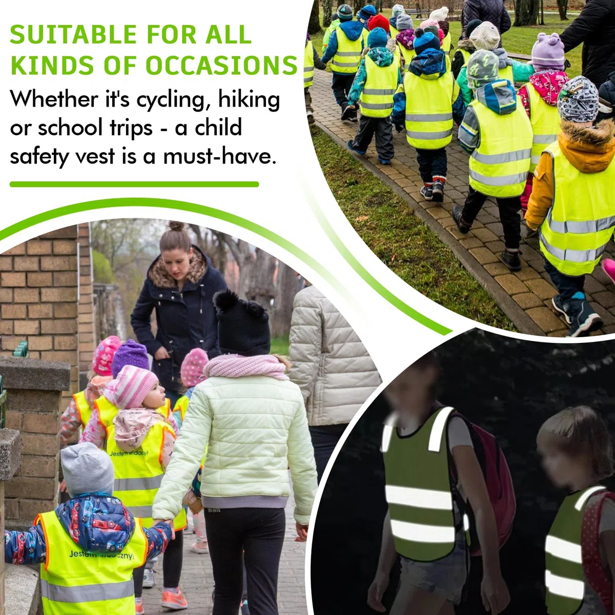 Gilet De Sécurité pour Enfants, 10 Pièces Gilets de Sécurité pour Enfants, Gilet de Sécurité Enfants Réfléchissant pour Vélos pour Enfants (3-12 Ans), pour Course en Extérieur, Cyclisme, Sport
