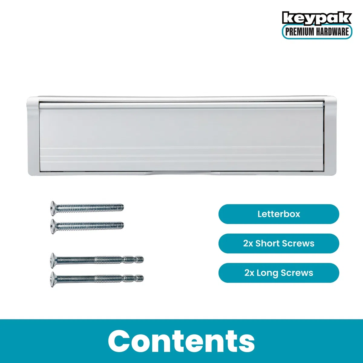 Keypak Boîte aux lettres réglable pour portes en bois composite UPVC (argent/aluminium anodisé satiné, 40 à 80 mm)