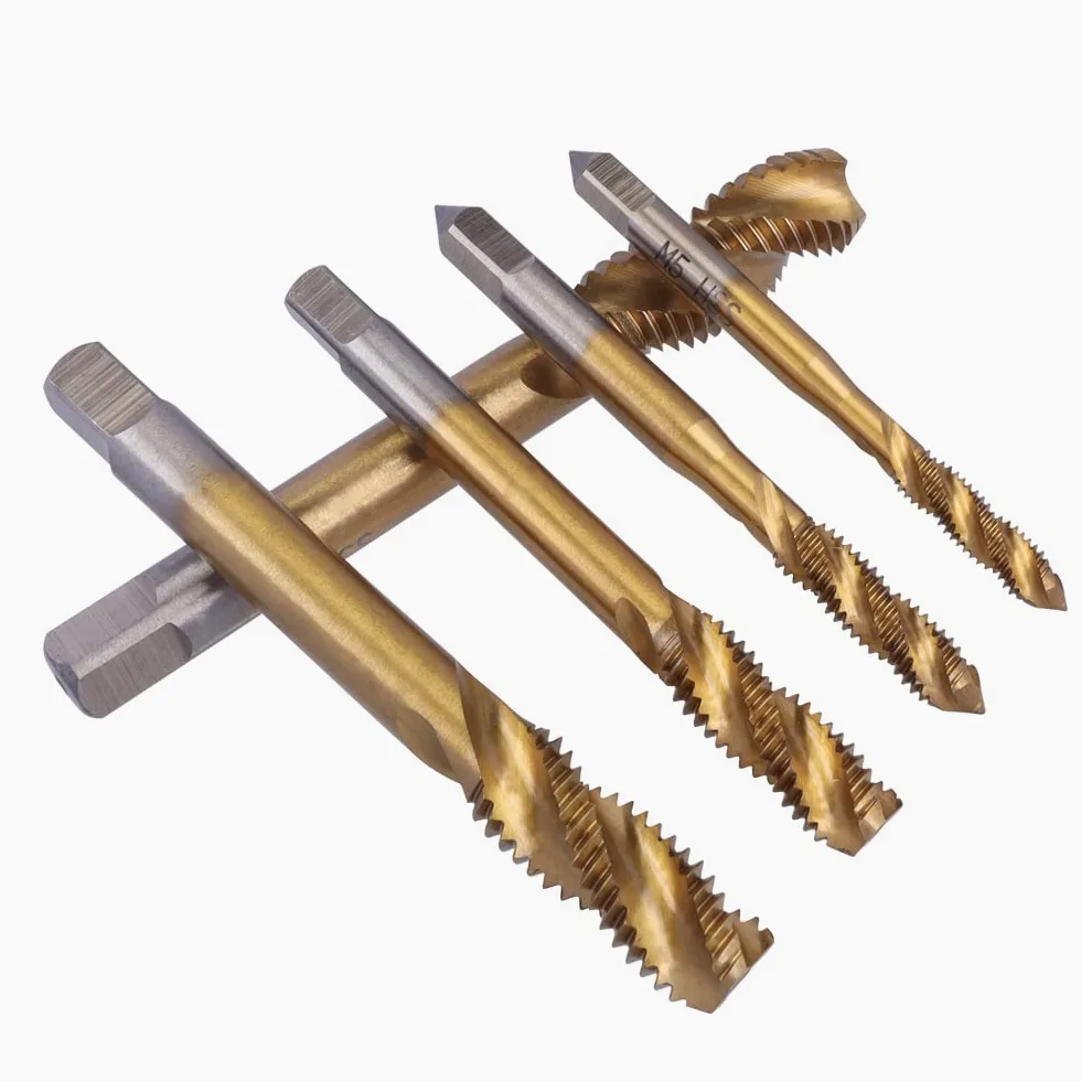 Mesee Lot de 9 tarauds hélicoïdaux HSS revêtus de titane - Pour machine à filetage métrique - M2 M2.5 M3 M4 M5 M6 M8 M10 M12