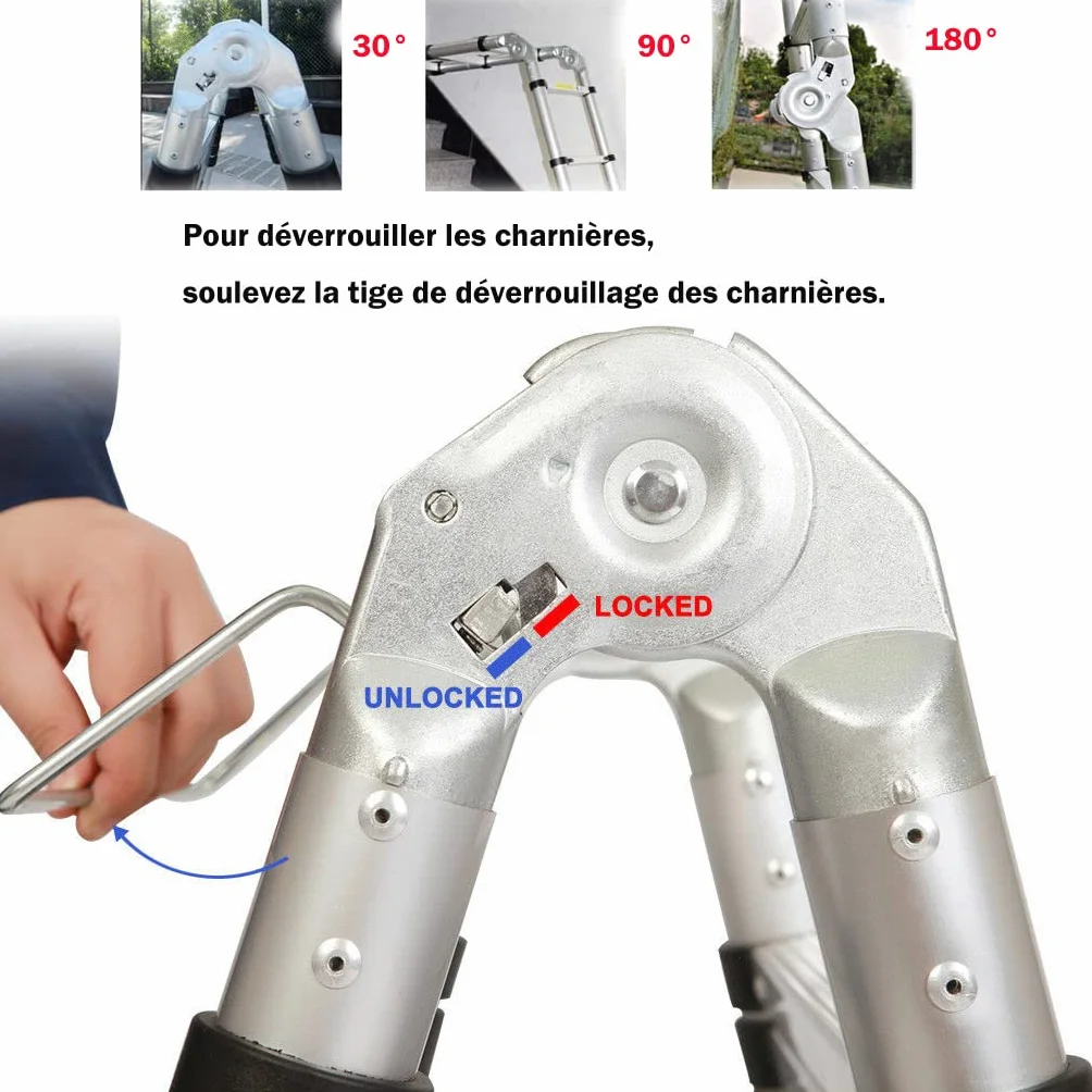 Marchepieds escamotables, échelle Télescopique, Escabeau Telescopique Pliable, Echelle Escamotable en Métal, Charge Max 150 kg (5M (2,5M + 2,5M))