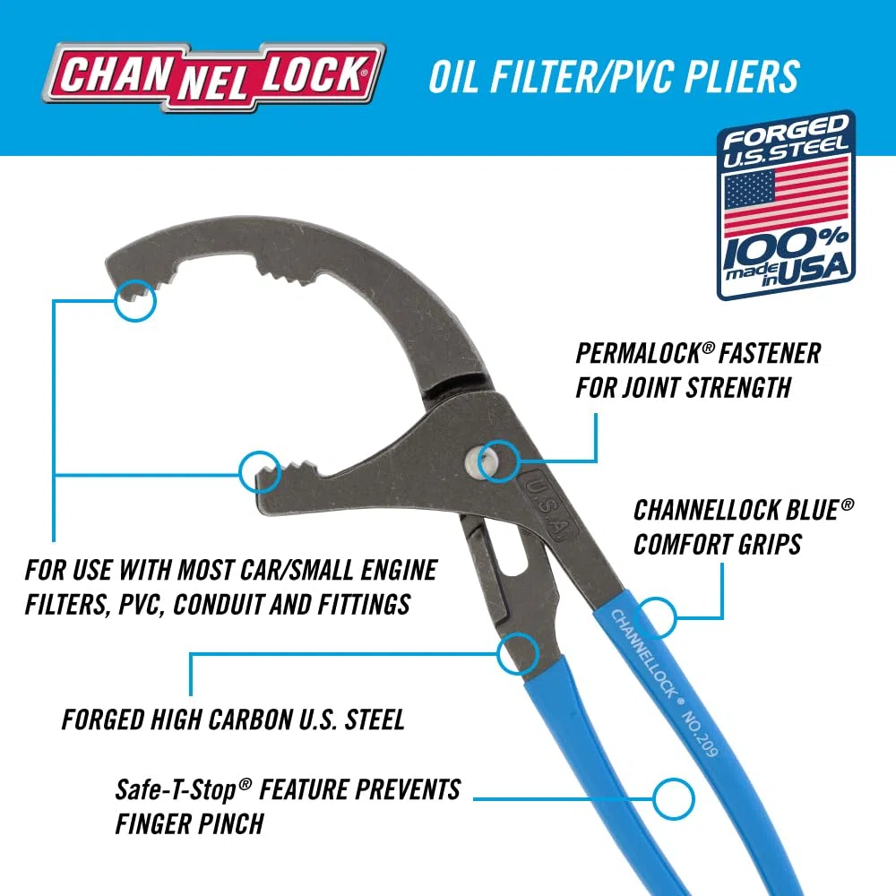 Channellock CHL209 Pince pour filtre à huile Bleu 22,8 cm