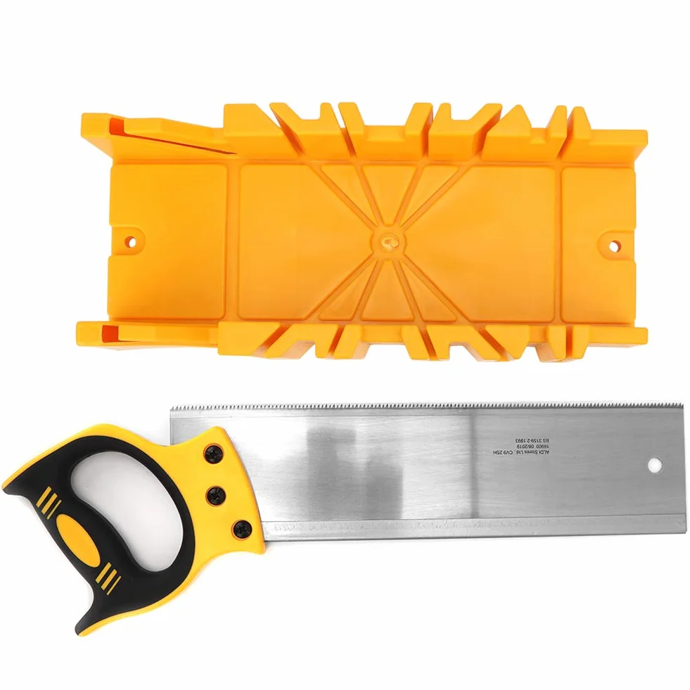 Wakects Scie à bois, Boîte à onglets de serrage en plastique ABS de 30,5 cm avec scie arrière de 35,6 cm pour menuisier