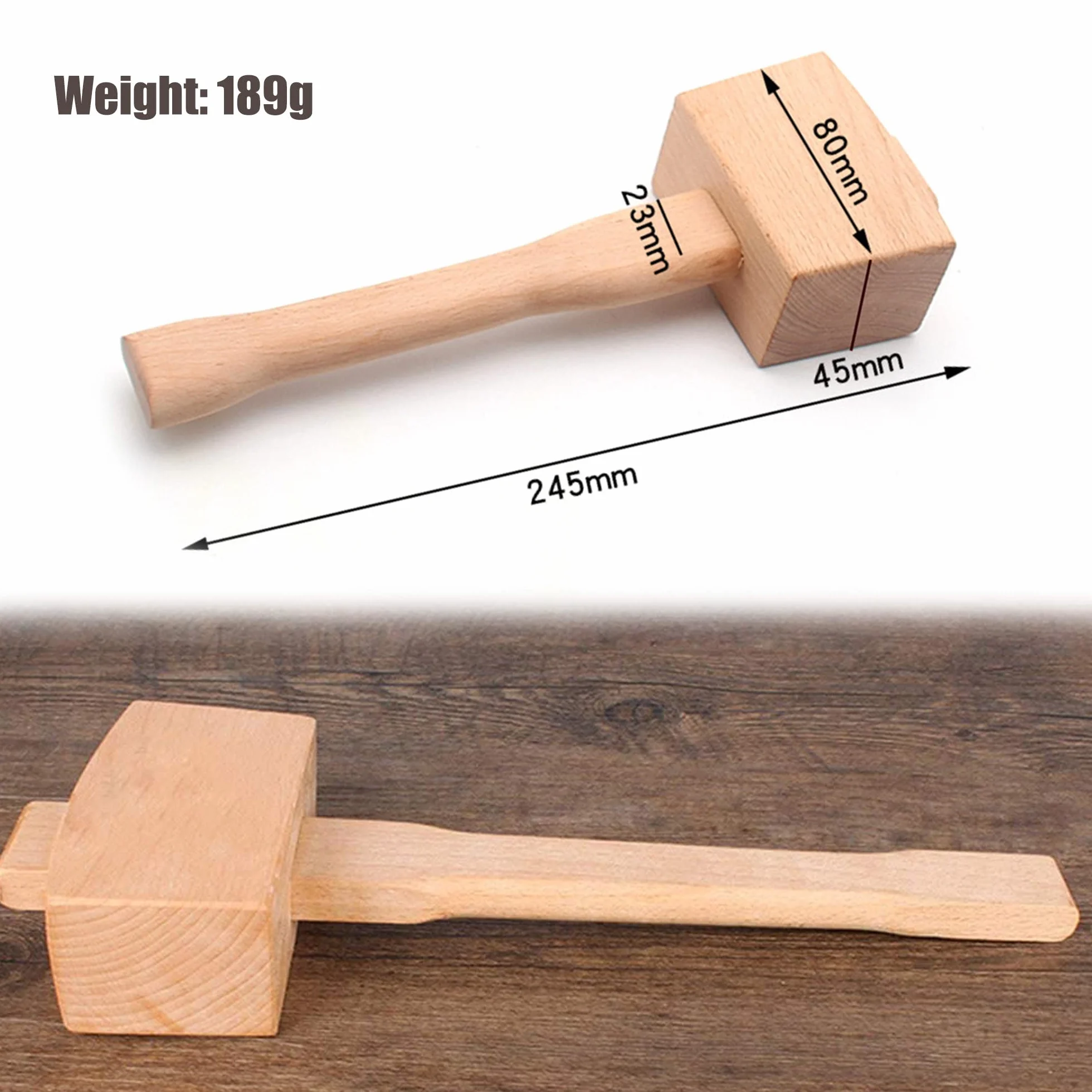 UYST Maillet de menuisier en Bois Marteau PoignéE Outil Menuiserie à Hêtre Frappe Inclinée Pour Bricolage Travail Du 245 mm