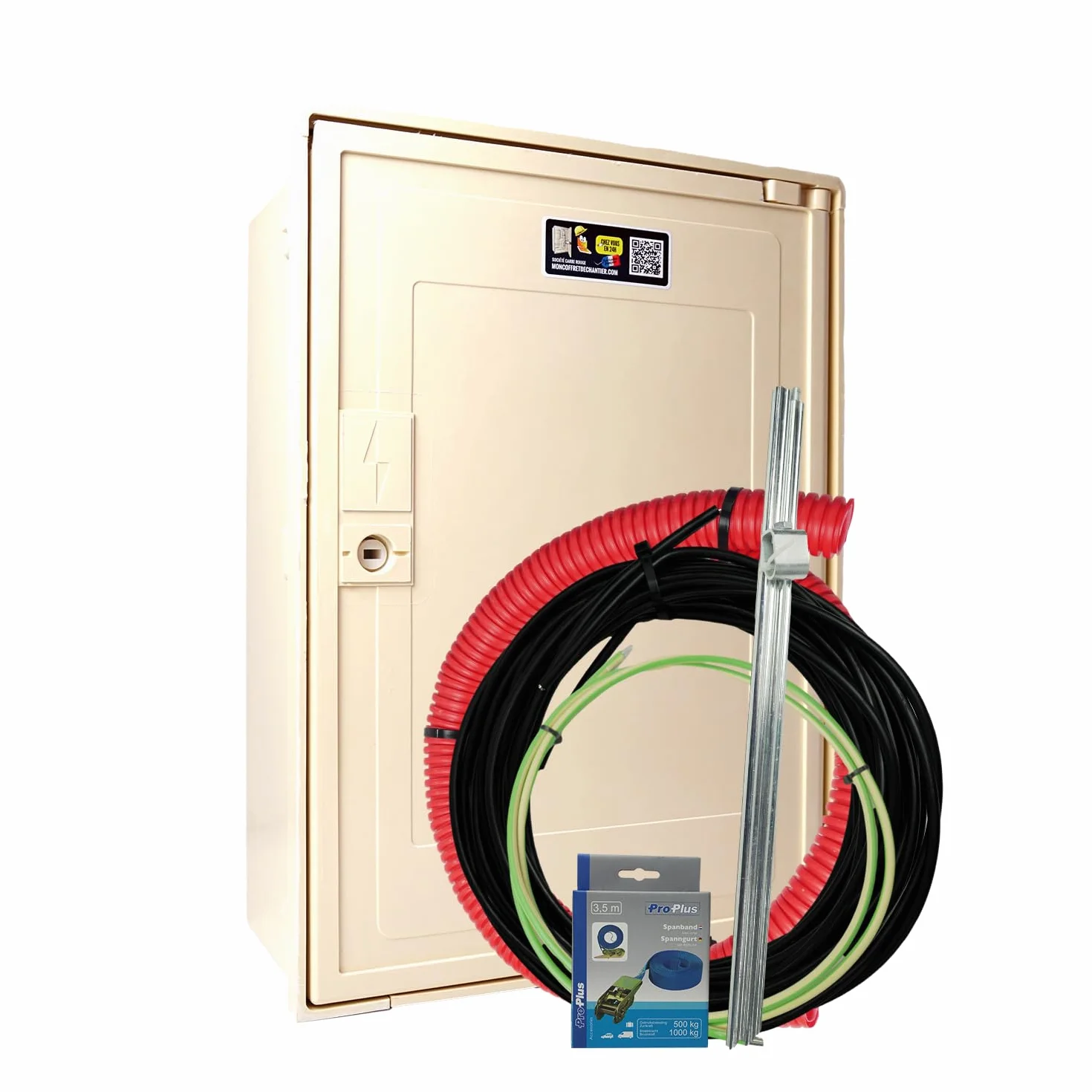 Carré Rouge - Coffret Compteur de Chantier Monophasé 15/30/45A, 9KVA, Pack Complet 15m, Compatible Raccordement ENEDIS, Fabrication Française - 49 x 35 x 20 cm