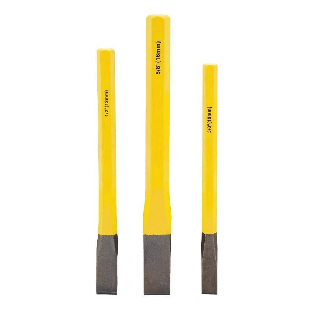 Lot de 3 burins à bois 3/8", 1/2", 15,8 mm, burins à froid plats pour travail du bois et du métal