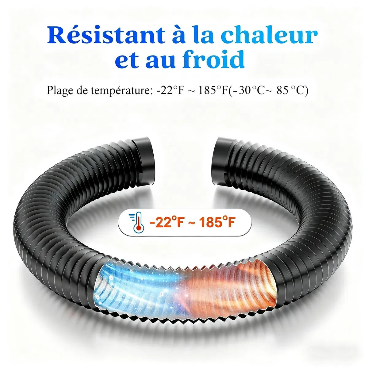 Gaine Antidéchirure 150mm x 3m, 5 Couches Isolantes, Réduction du Bruit, Isolation Thermique, Longueur Réglable, Sans Odeur, avec Colliers - Idéal pour Ventilation et VMC, Noir