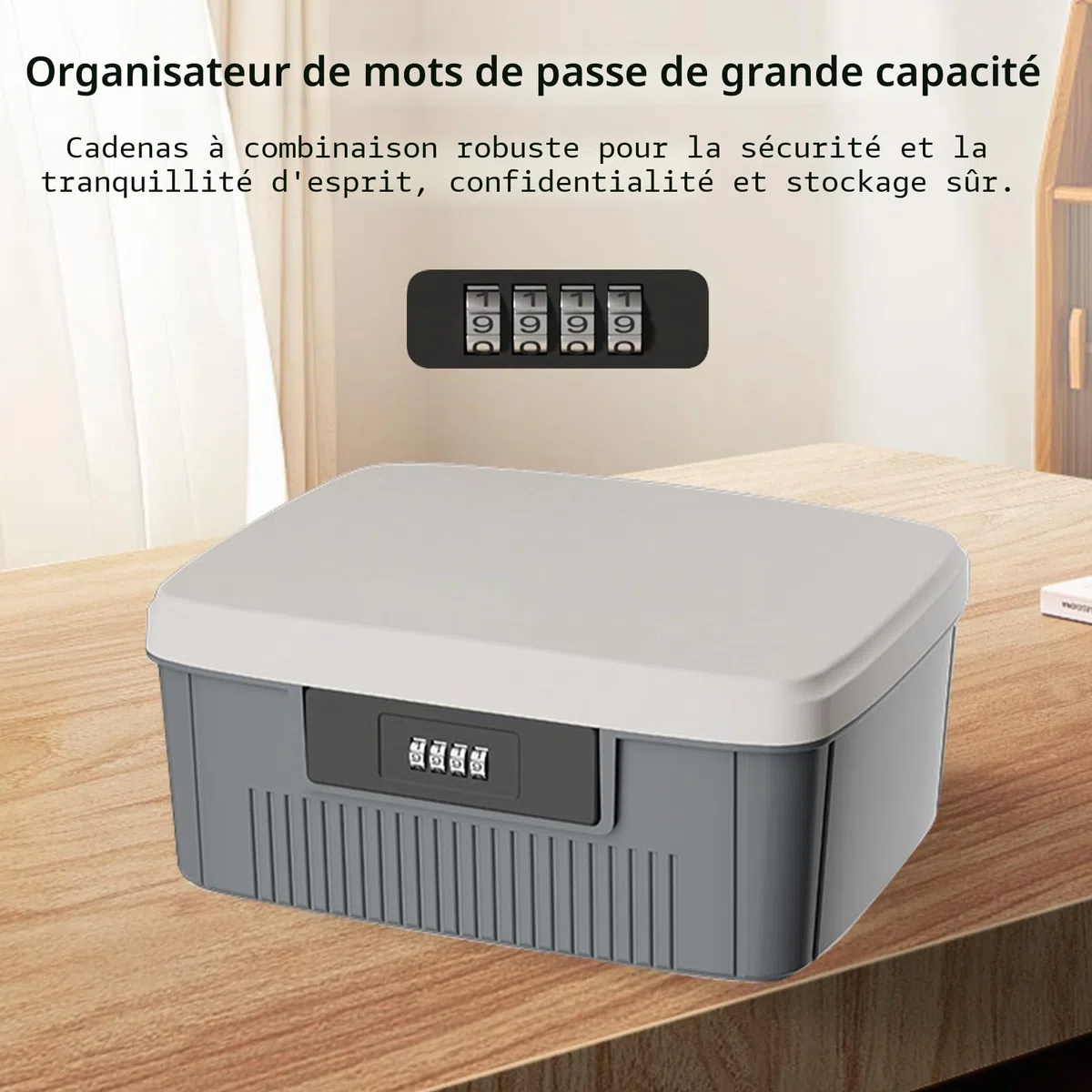 TWSOUL Coffre-fort avec code numérique, boîte de sécurité extérieure, coffre-fort à deux couches, boîte refermable, serrure à combinaison, boîte portative de médecine (gris)